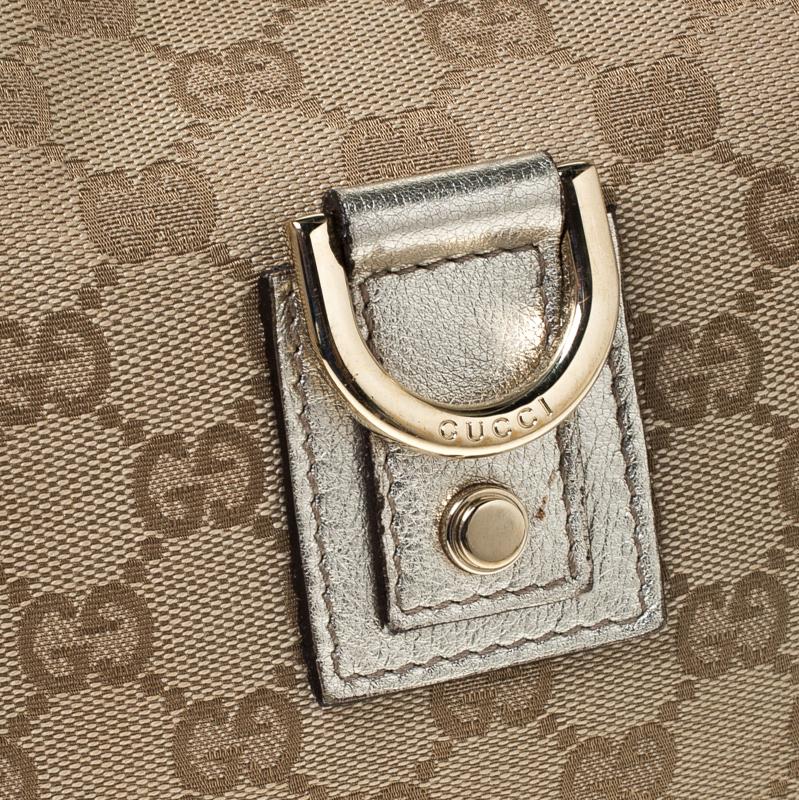 Gucci - Petit sac hobo Abbey D Ring en toile beige/or GG 4