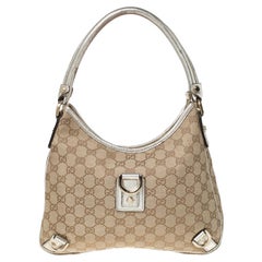 Kleiner Abbey D-Ring von GG aus Segeltuch in Beige/Gold, Hobo