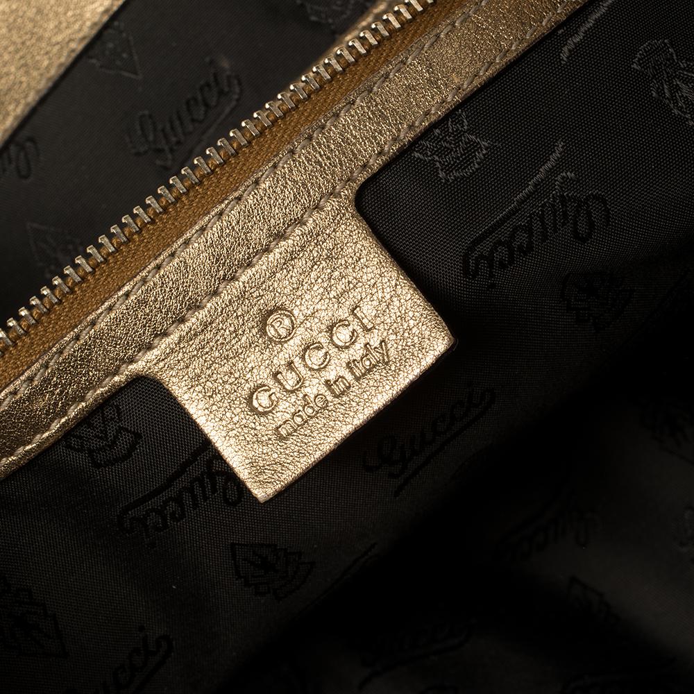 Gucci Beige/Oro GG Lienzo Cristal y Piel Babouska Indy Hobo Mediano 5