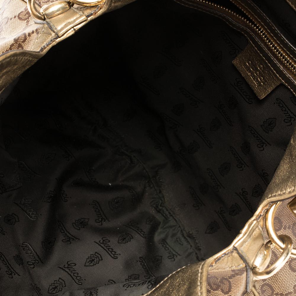 Gucci Beige/Oro GG Lienzo Cristal y Piel Babouska Indy Hobo Mediano 4