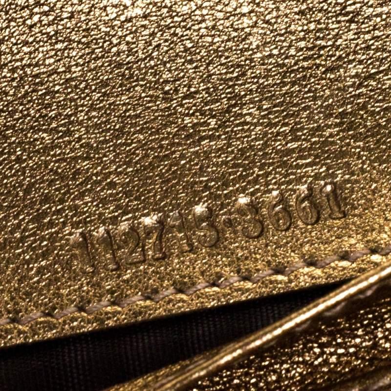 Gucci Beige/Gold GG Crystal Canvas & Leather Logo Metal Plate Continental Wallet 3