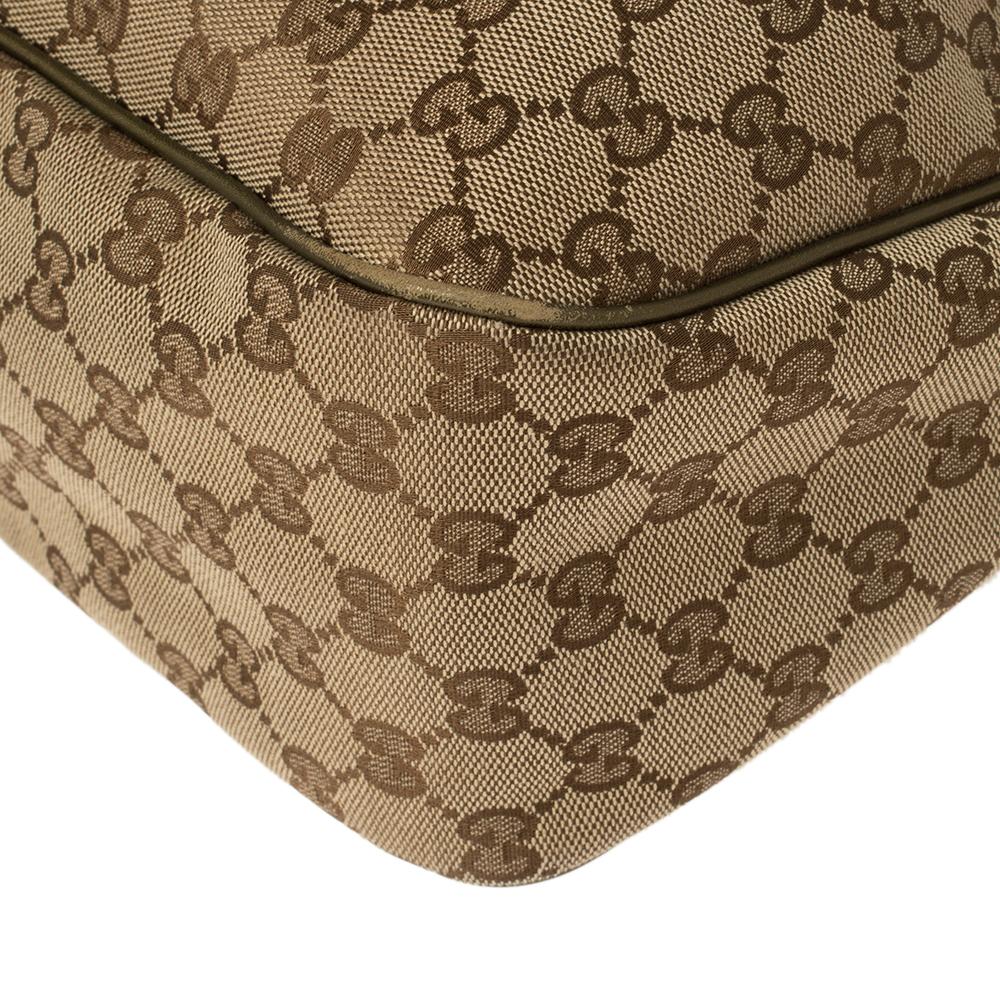 Gucci Beige/Green GG Canvas and Leather Sukey Tote 6