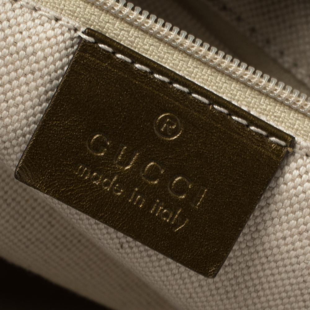 Gucci Beige/Green GG Canvas and Leather Sukey Tote 1