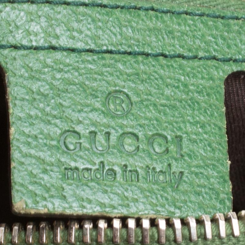 Gucci Beige/Green GG Canvas Medium Web Bamboo Ring Hobo 3