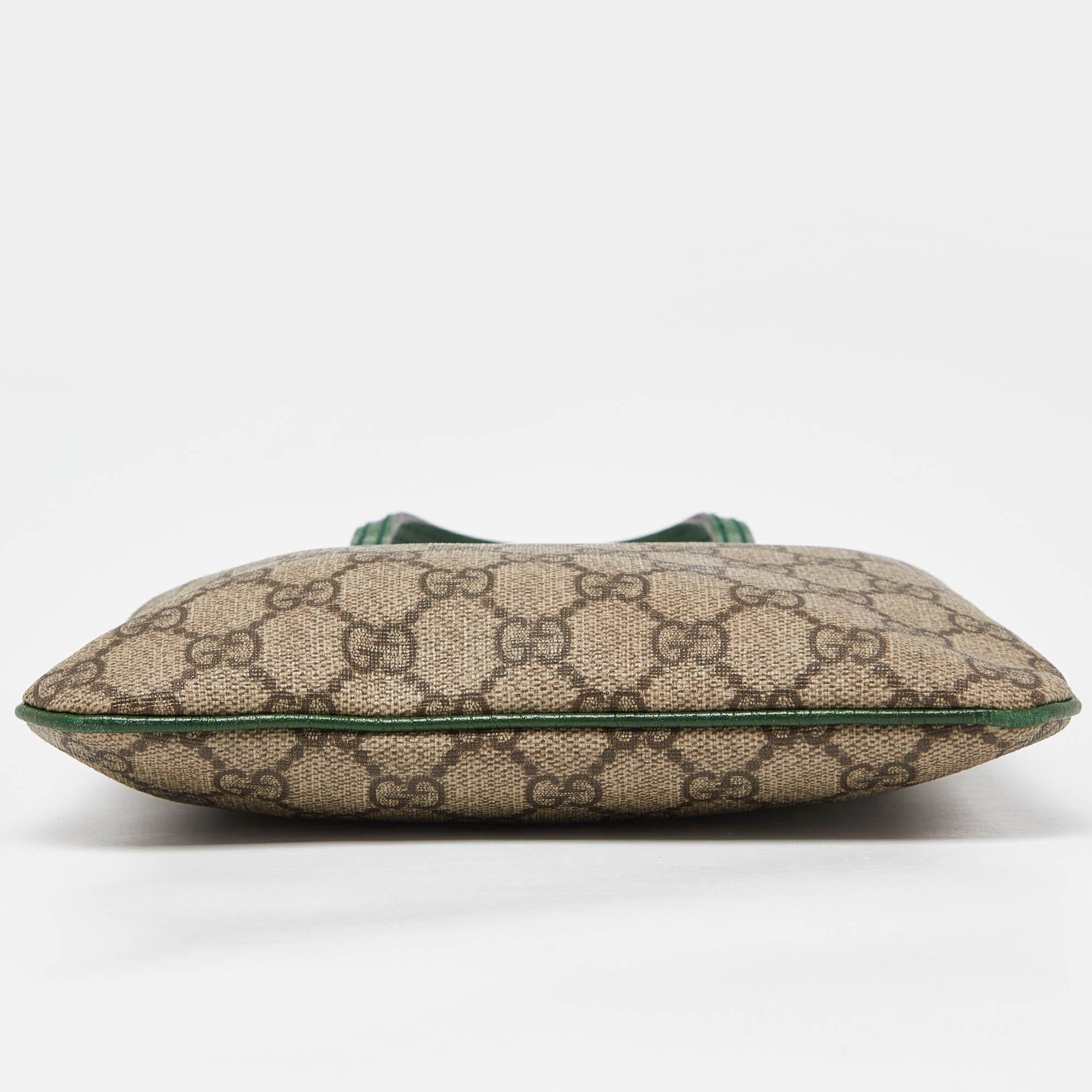 Gucci Beige/Green GG Supreme Canvas and Leather Tote 1