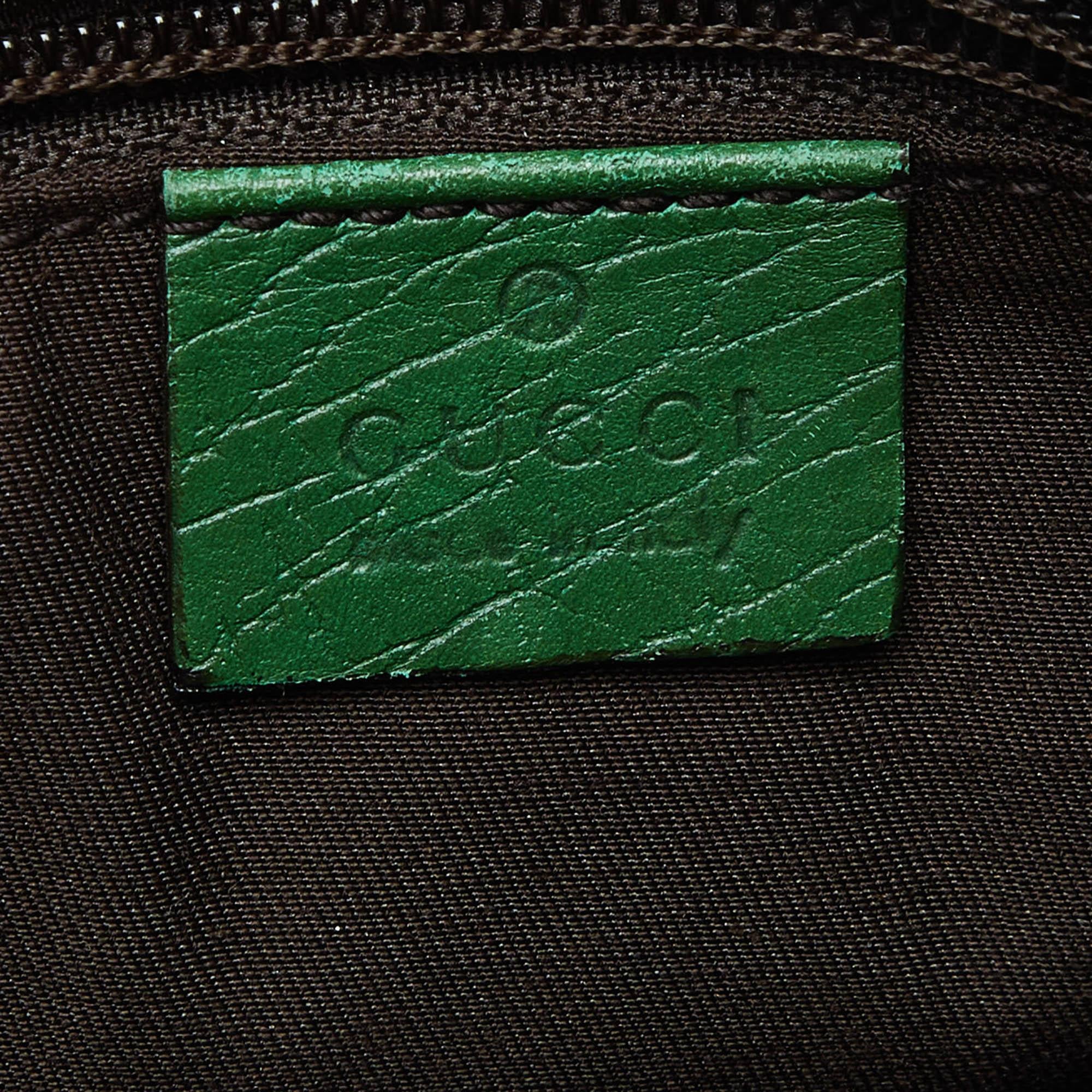 Gucci Beige/Green GG Supreme Canvas and Leather Tote 4