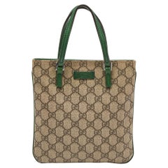 Gucci Beige/Green GG Supreme Canvas and Leather Tote