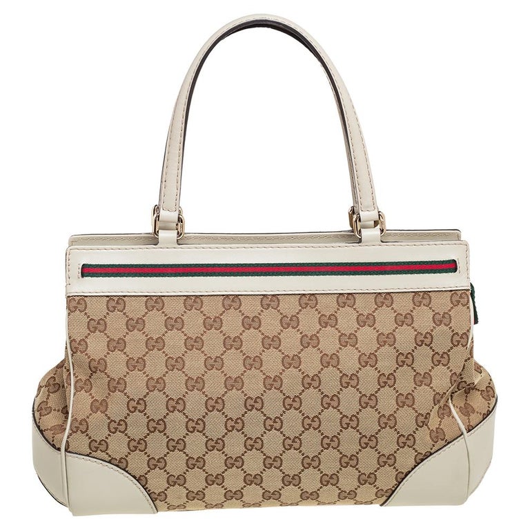 Gucci Beige/Grey GG Canvas and Leather Medium Mayfair Bow Tote
