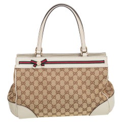 Gucci Beige/Grey GG Canvas and Leather Medium Mayfair Bow Tote