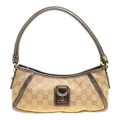 Gucci Beige/Grey GG Canvas and Leather Small Abbey Shoulder Bag