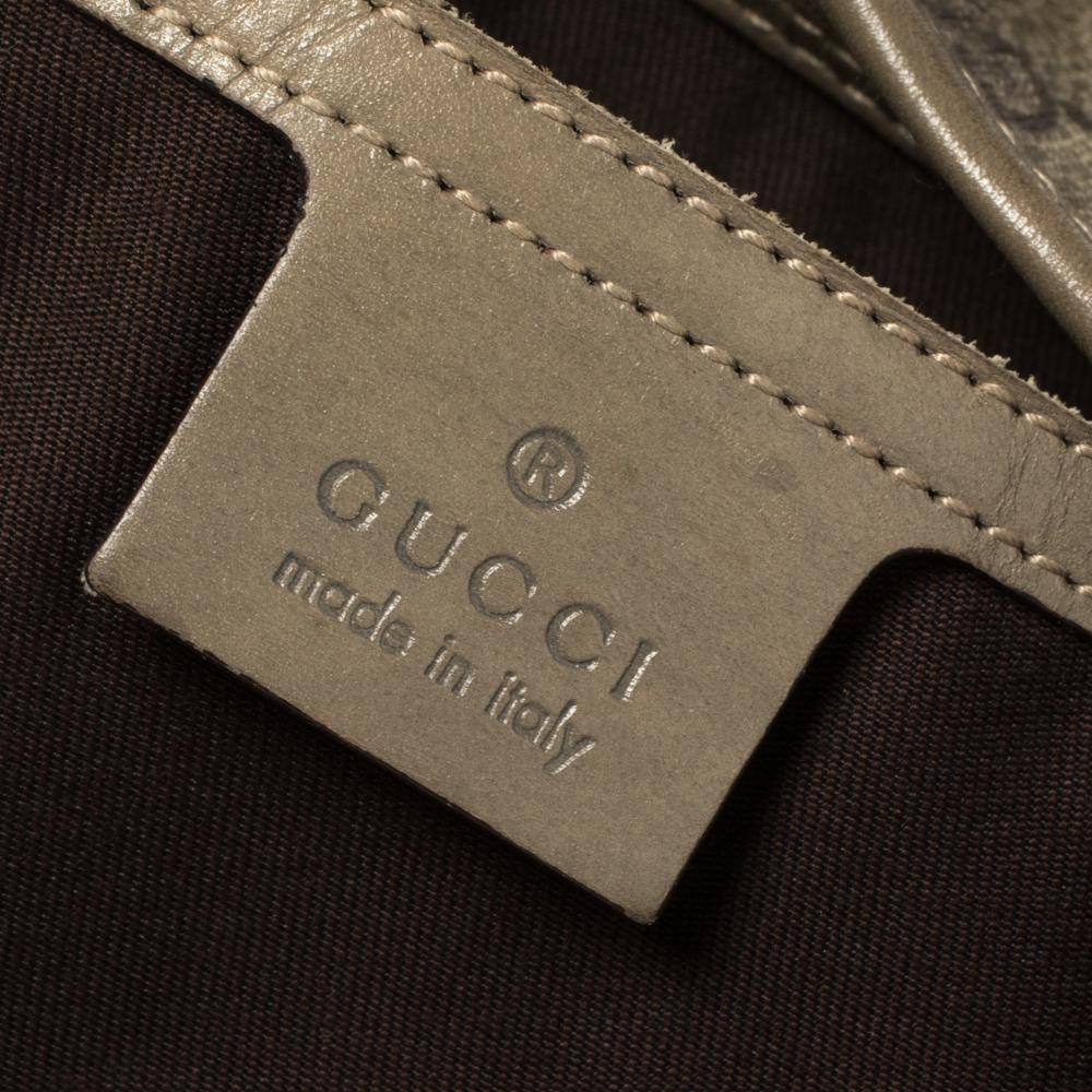 Gucci Beige/Grau GG Supreme beschichtetes Segeltuch und Leder Bardot Joy Hobo 5