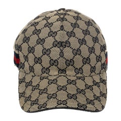 Gucci Beige Guccissima Canvas Web Detail Baseballkappe S