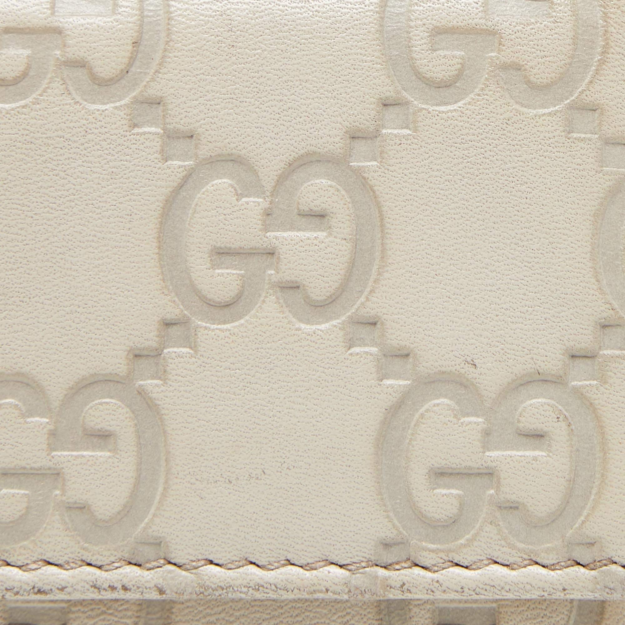 Gucci Beige Guccissima Leather Bow 6 Key Holder For Sale 2