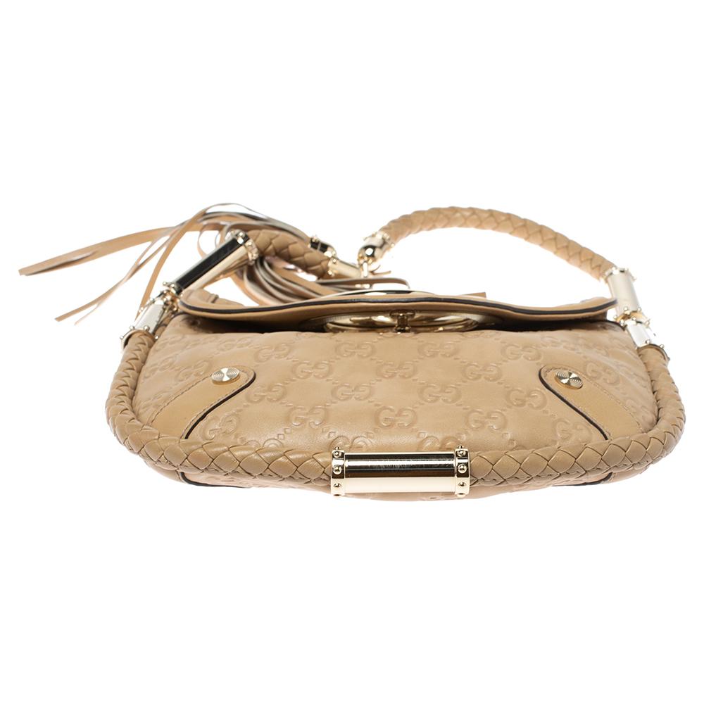Gucci Beige Guccissima Leather Britt Tassel Shoulder Bag In Good Condition In Dubai, Al Qouz 2