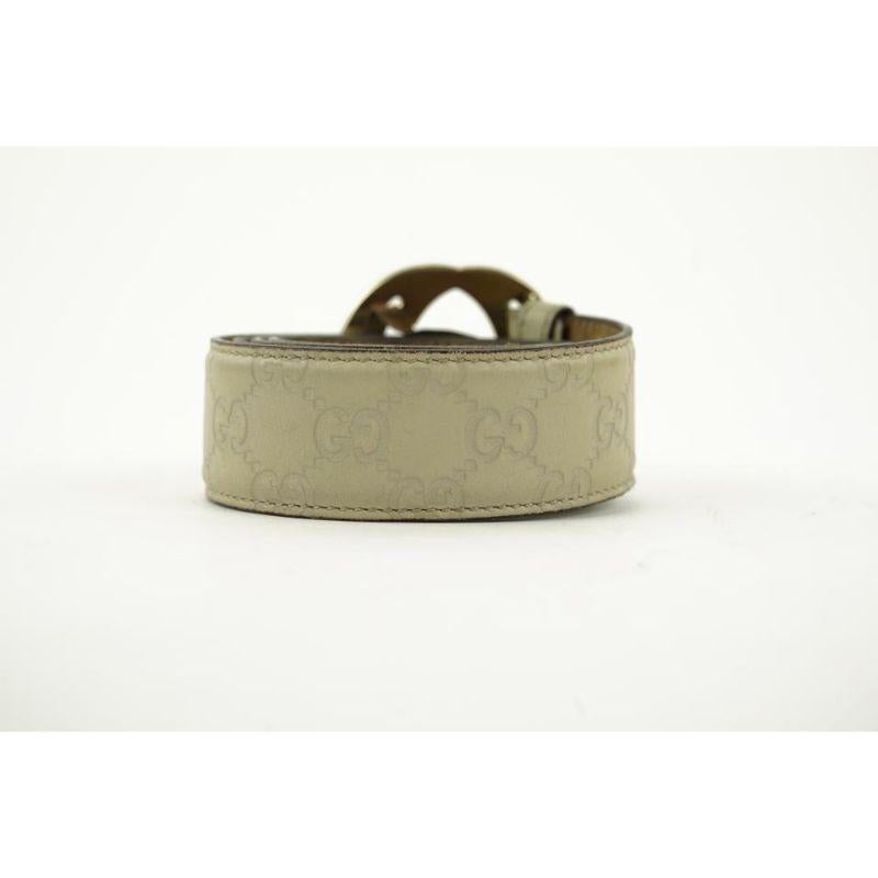 Gucci Beige Guccissima Leather GG Interlocking Belt 737ggs324 In Good Condition For Sale In Dix hills, NY