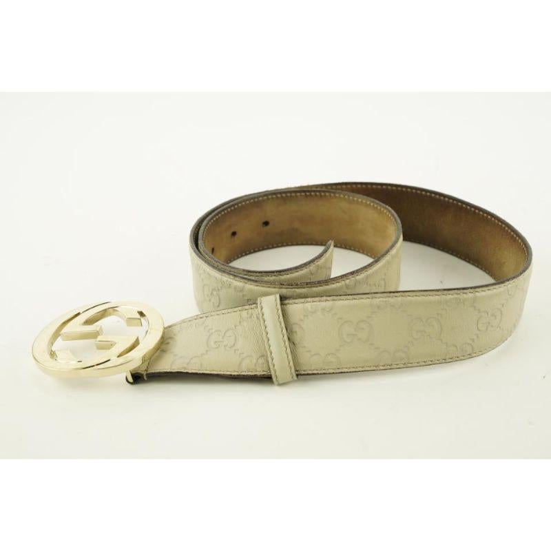 Women's Gucci Beige Guccissima Leather GG Interlocking Belt 737ggs324 For Sale