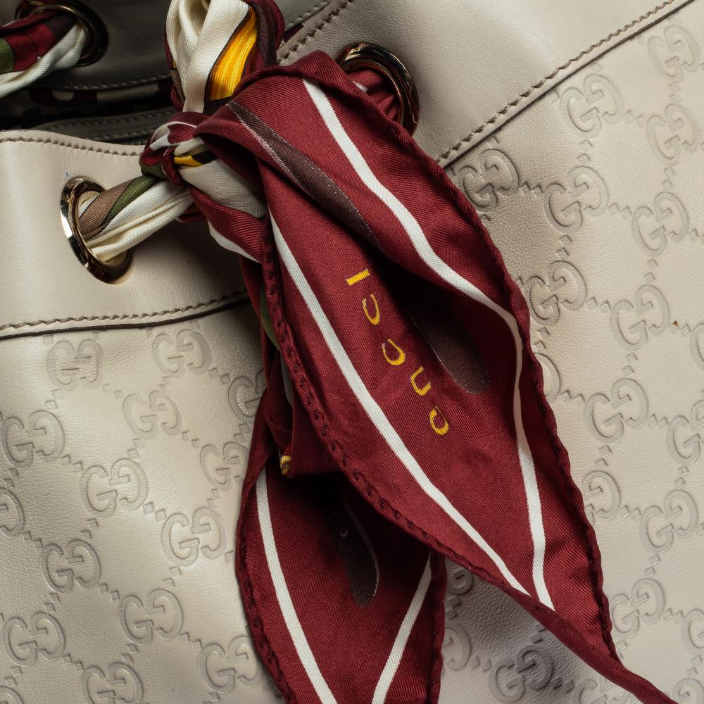 Gucci Beige Guccissima Leather Large Positano Scarf Tote In Good Condition In Dubai, Al Qouz 2