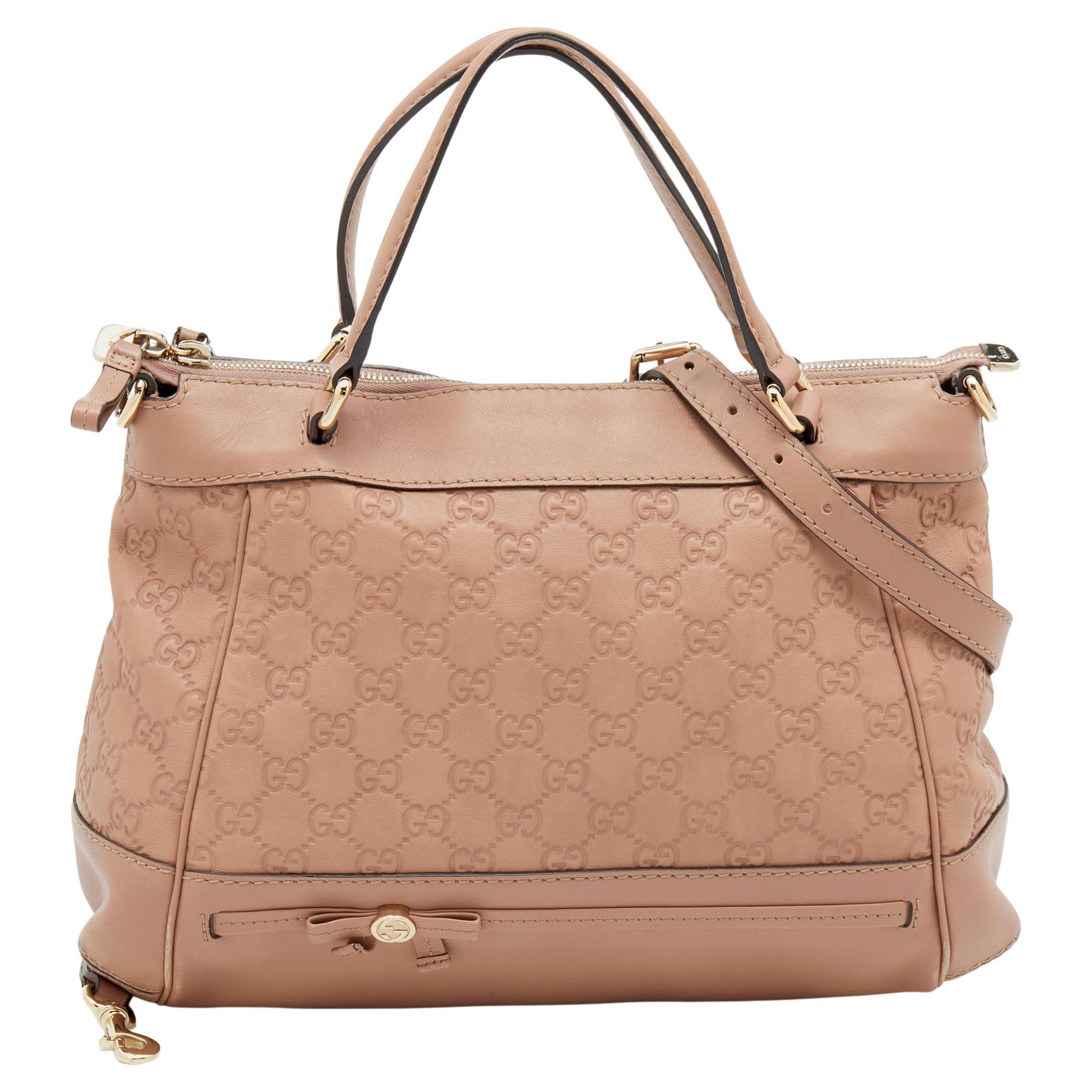 Gucci Beige Guccissima Leather Mayfair Bow Tote