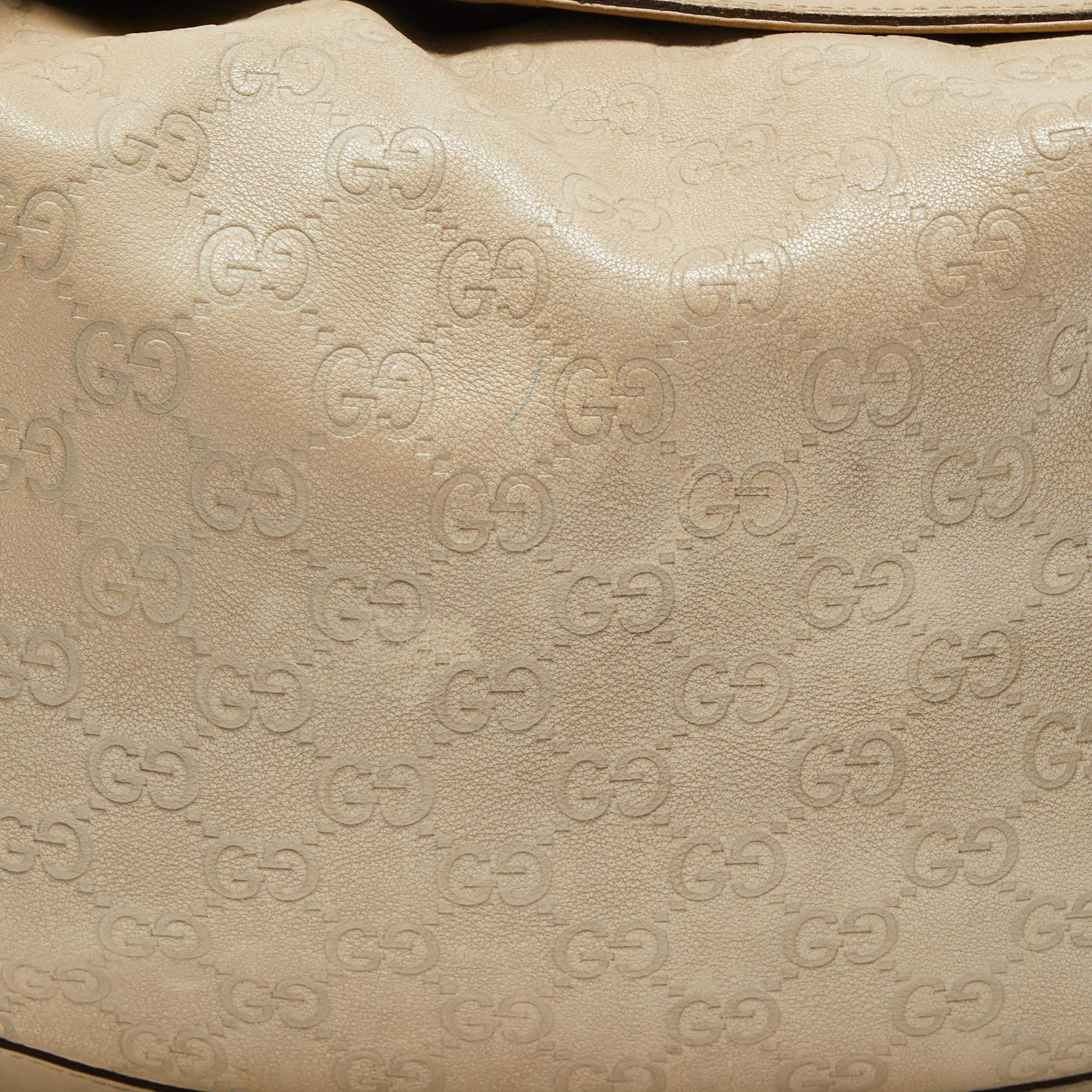 Gucci Beige Guccissima Leather Peggy Bamboo Hobo 4