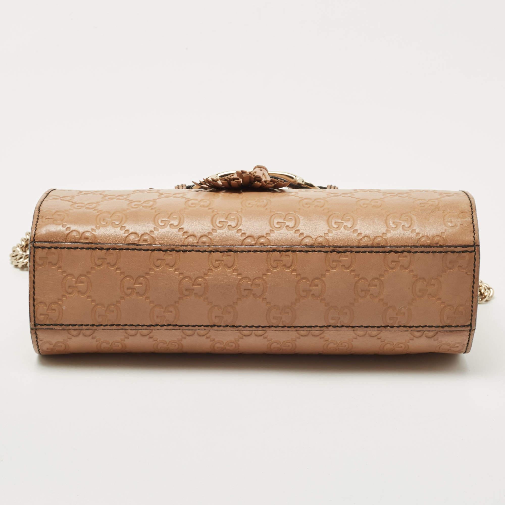 Gucci Beige Guccissima Leather Small Emily Chain Shoulder Bag 1