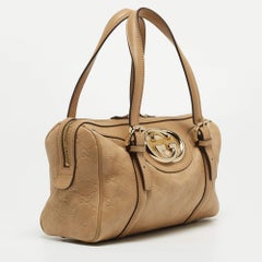 Gucci Beige Guccissima Leather Web Britt Boston Bag