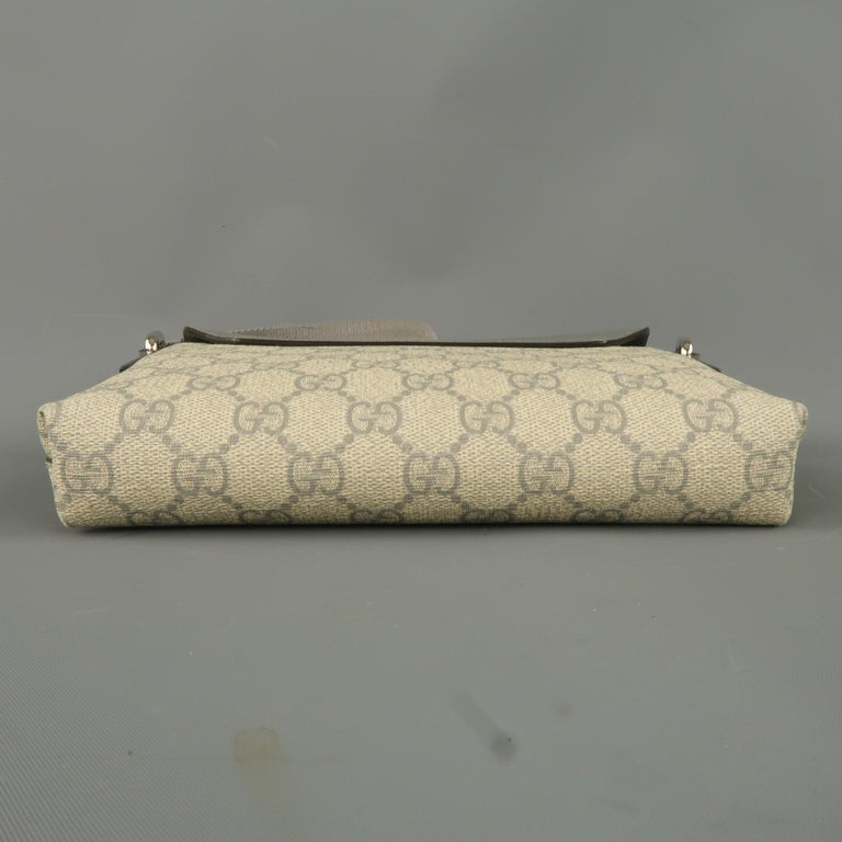 GUCCI Beige Guccissima Monogram Canvas and Gray Leather Mini Crossbody Bag at 1stdibs