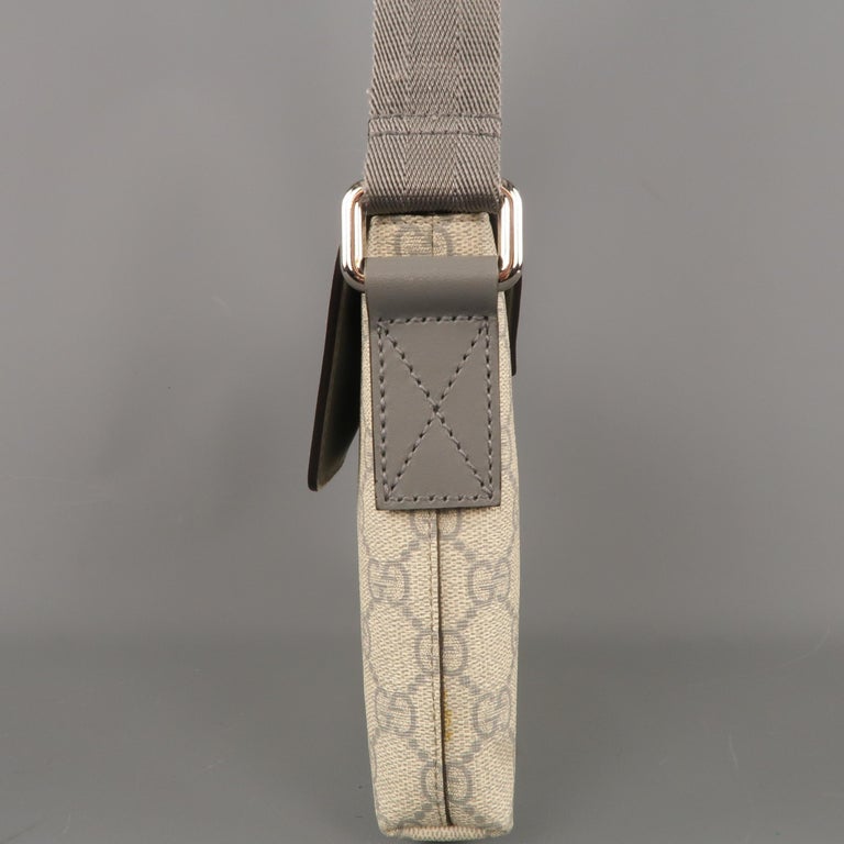 GUCCI Beige Guccissima Monogram Canvas and Gray Leather Mini Crossbody Bag at 1stdibs