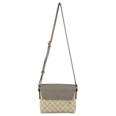 GUCCI Beige Guccissima Monogram Canvas & Gray Leather Mini Crossbody Bag