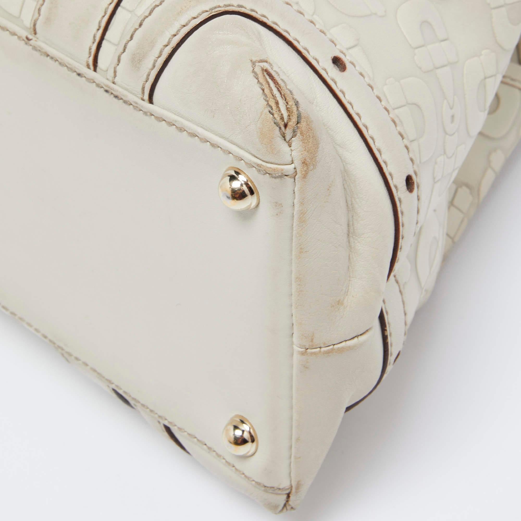 Gucci Beige Horsebit Embossed Leather Shoulder Bag 11