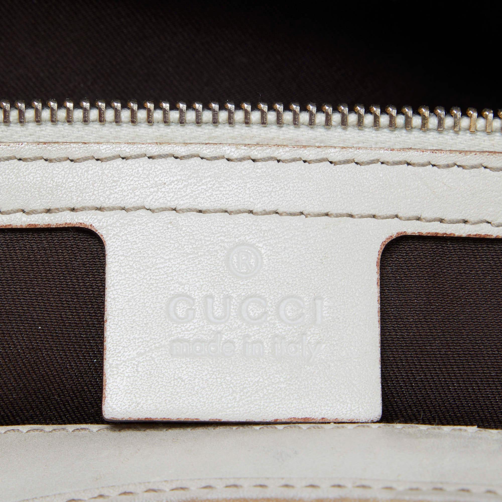 Gucci Beige Horsebit Embossed Leather Shoulder Bag 14