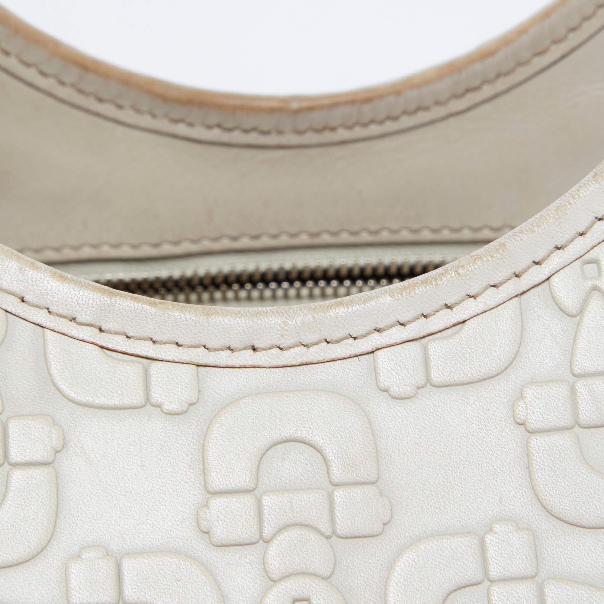 Gucci Beige Horsebit Embossed Leather Shoulder Bag 2