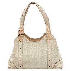 Used Gucci Beige Horsebit Embossed Leather Shoulder Bag