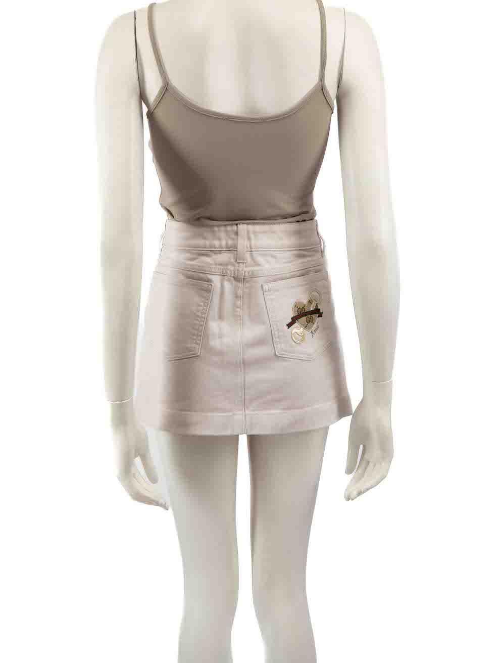 Gucci Beige Horsebit Heart Detail Mini Skirt Size M In Good Condition For Sale In London, GB
