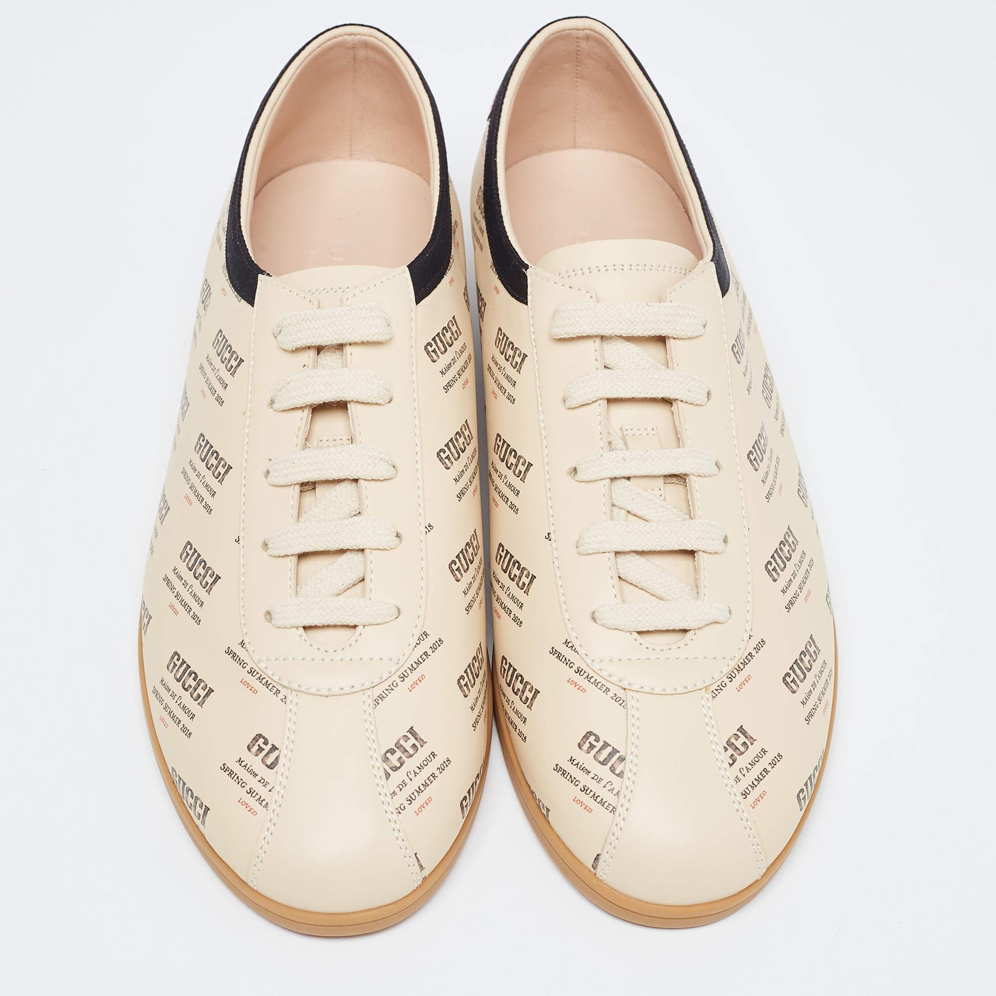 Beige Gucci Sneakers Falacer in pelle stampata beige taglia 40 in vendita