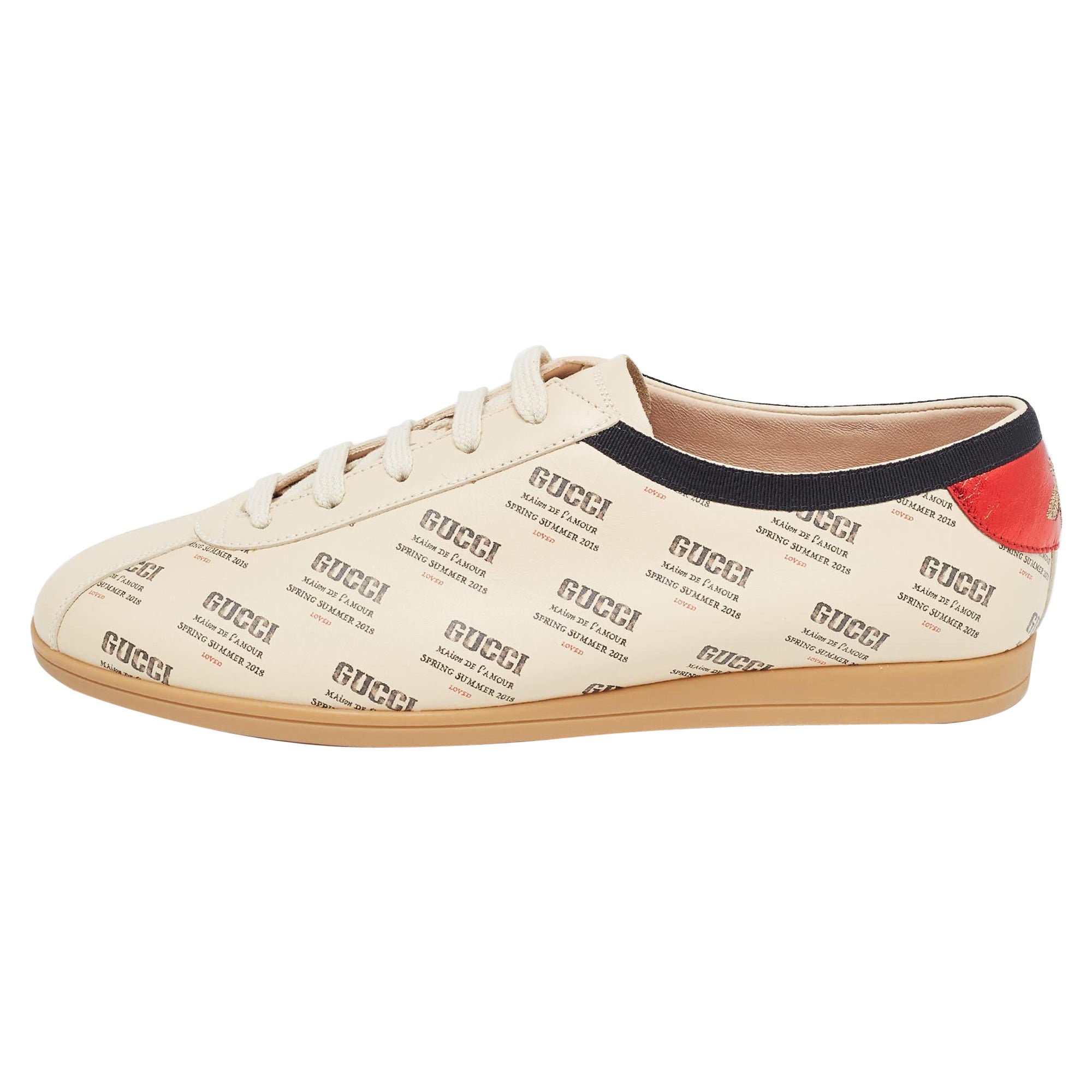 Gucci Sneakers Falacer in pelle stampata beige taglia 40 in vendita