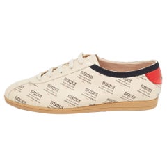 Gucci Beige Invite Print Leather Falacer Sneakers Size 40
