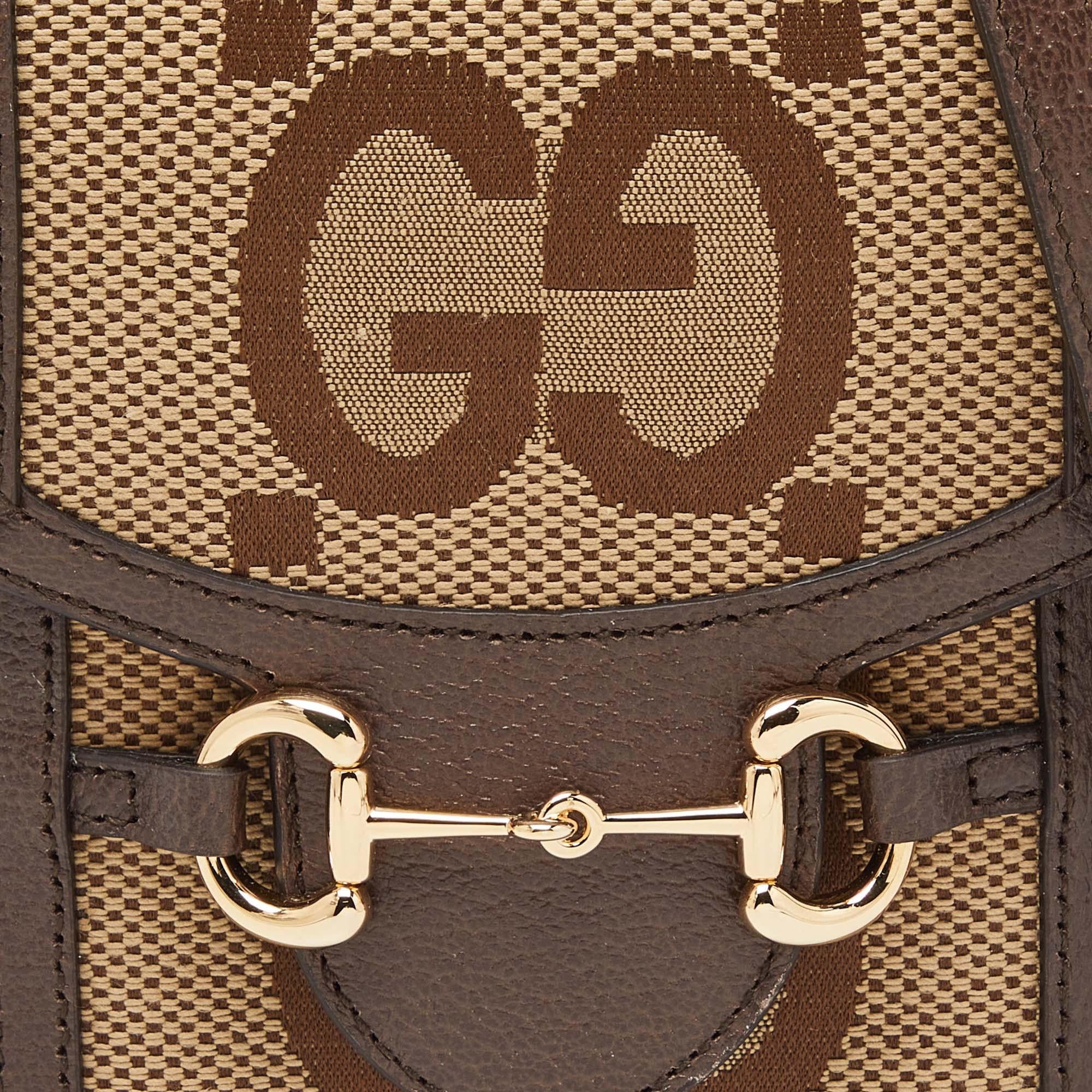 Gucci Beige Jumbo GG Canvas and Leather Horsebit 1955 Crossbody Bag 9