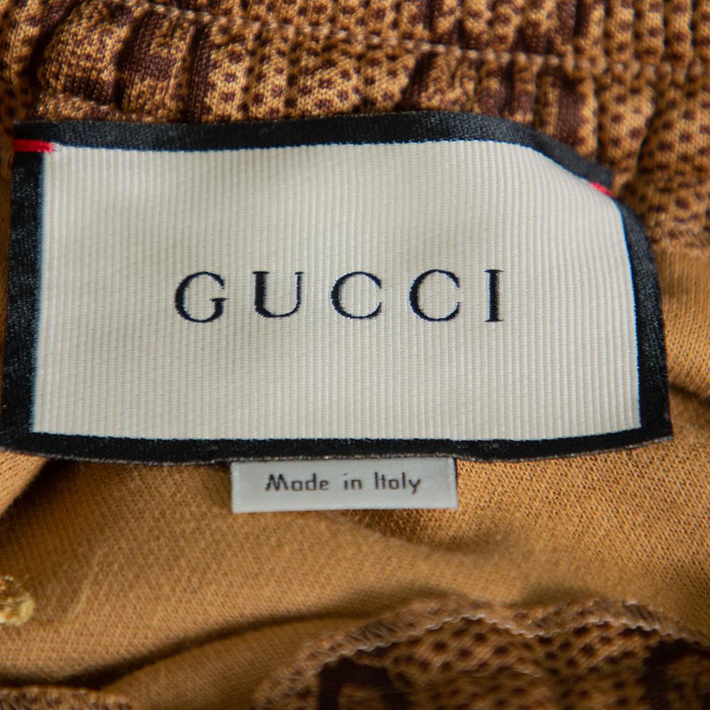 Gucci Beige Knit Logo Monogram Detail Ruffled Midi Skirt XS In Good Condition In Dubai, Al Qouz 2