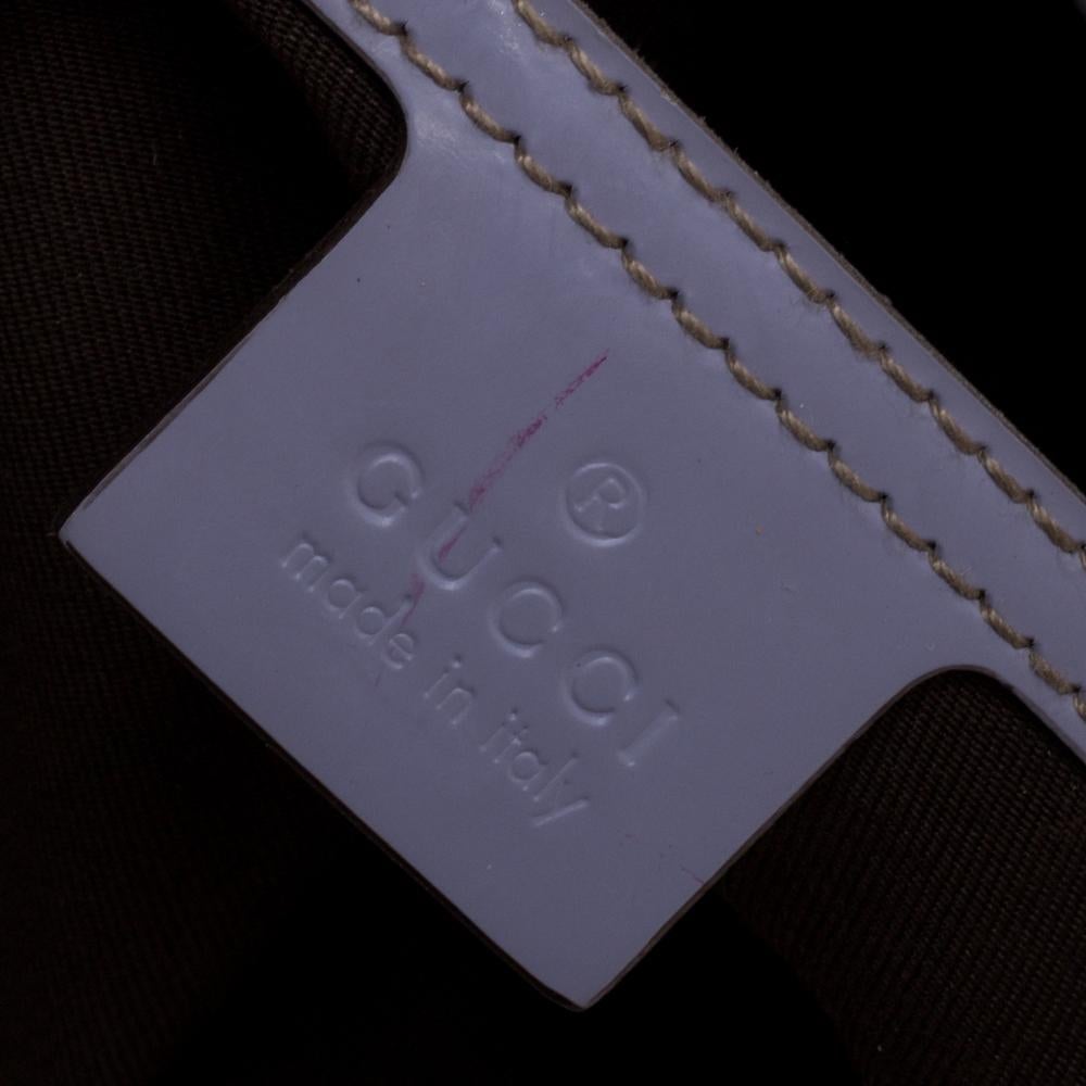 Gucci Beige/Lavender GG Supreme Canvas and Patent Leather Medium Joy Tote 2