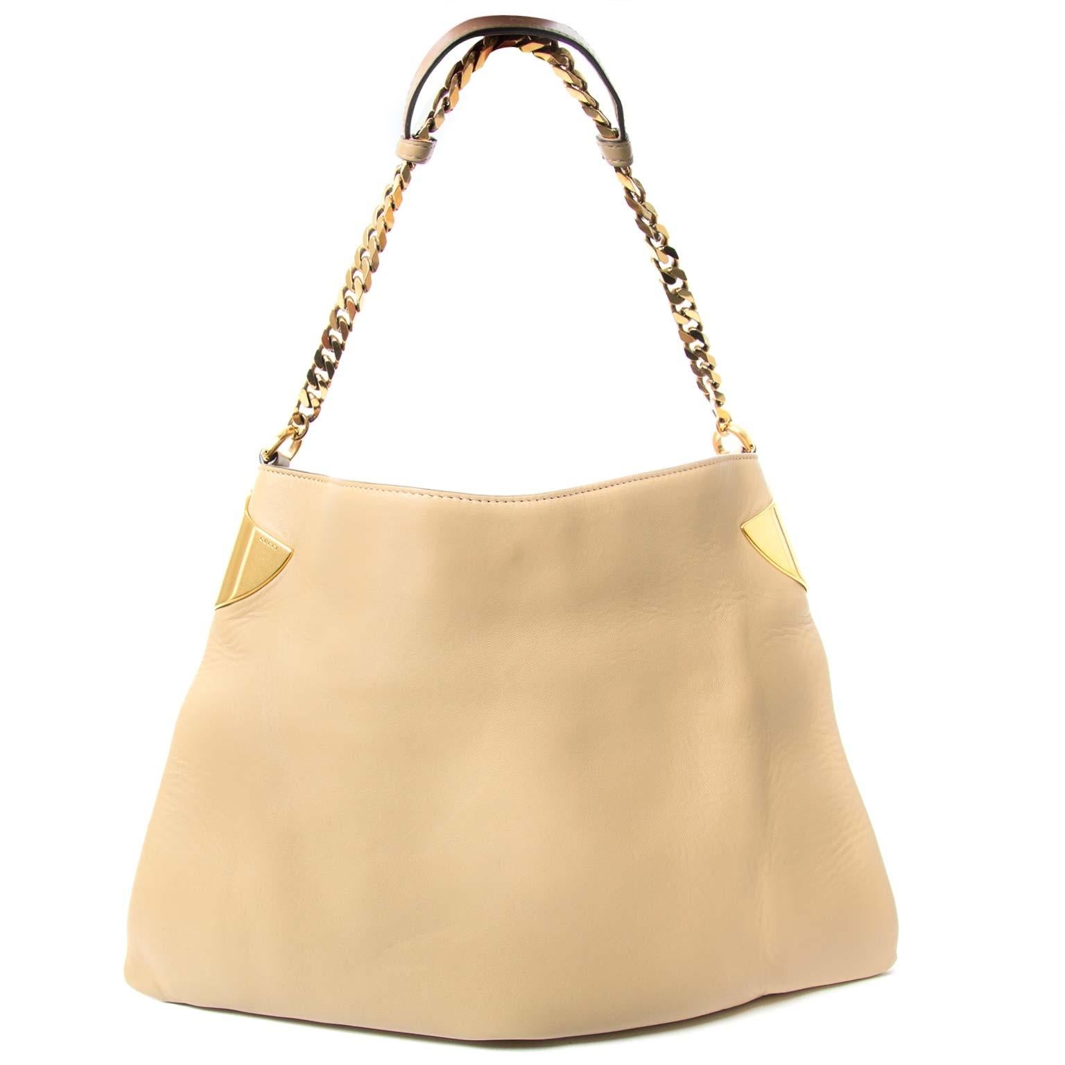 Gucci Beige Leather 1970 Handbag  In Excellent Condition For Sale In Antwerp, BE