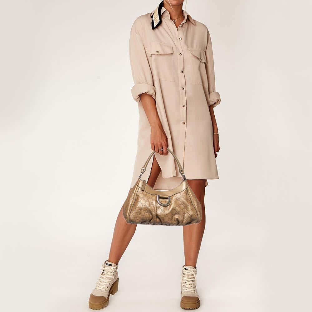 Gucci Beige Leather Abbey D-Ring Shoulder Bag In Fair Condition In Dubai, Al Qouz 2