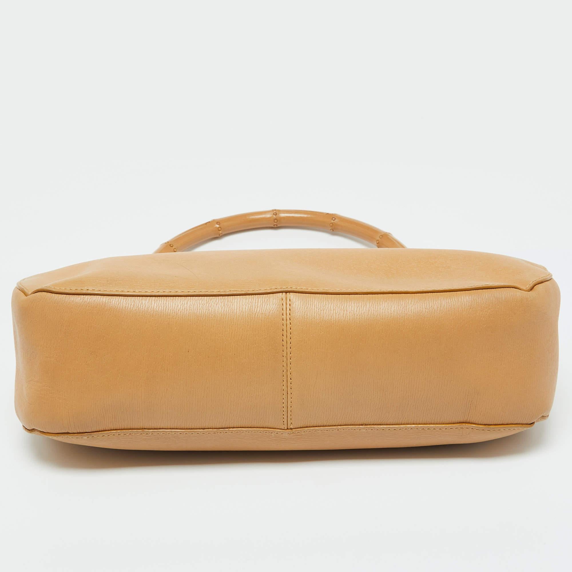 Gucci Beige Leather Bamboo Handle Hobo 3