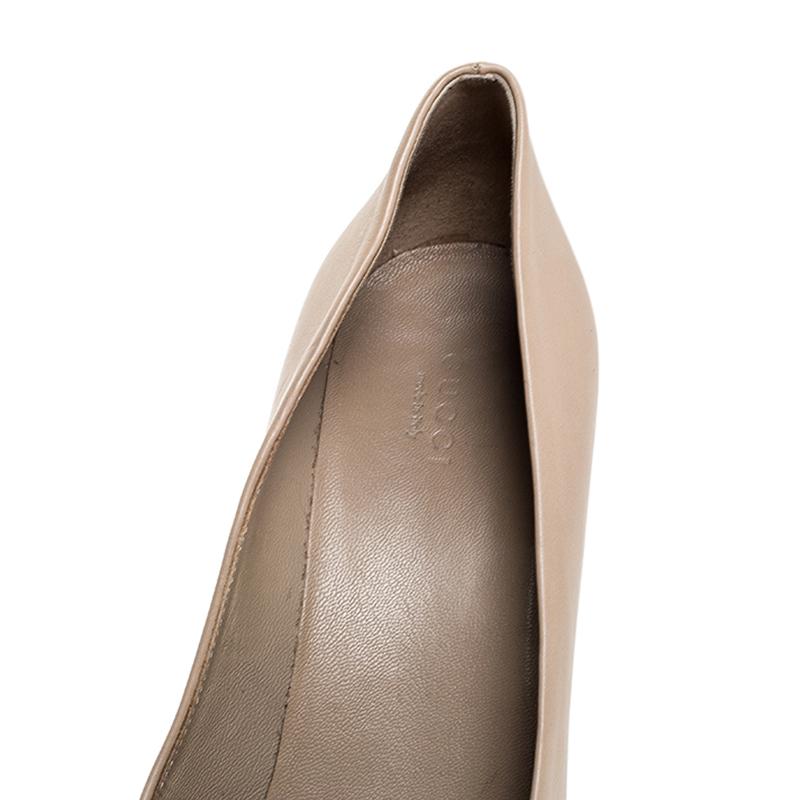 Gucci Beige Leather Bamboo Horsebit Pumps Size 39.5 2