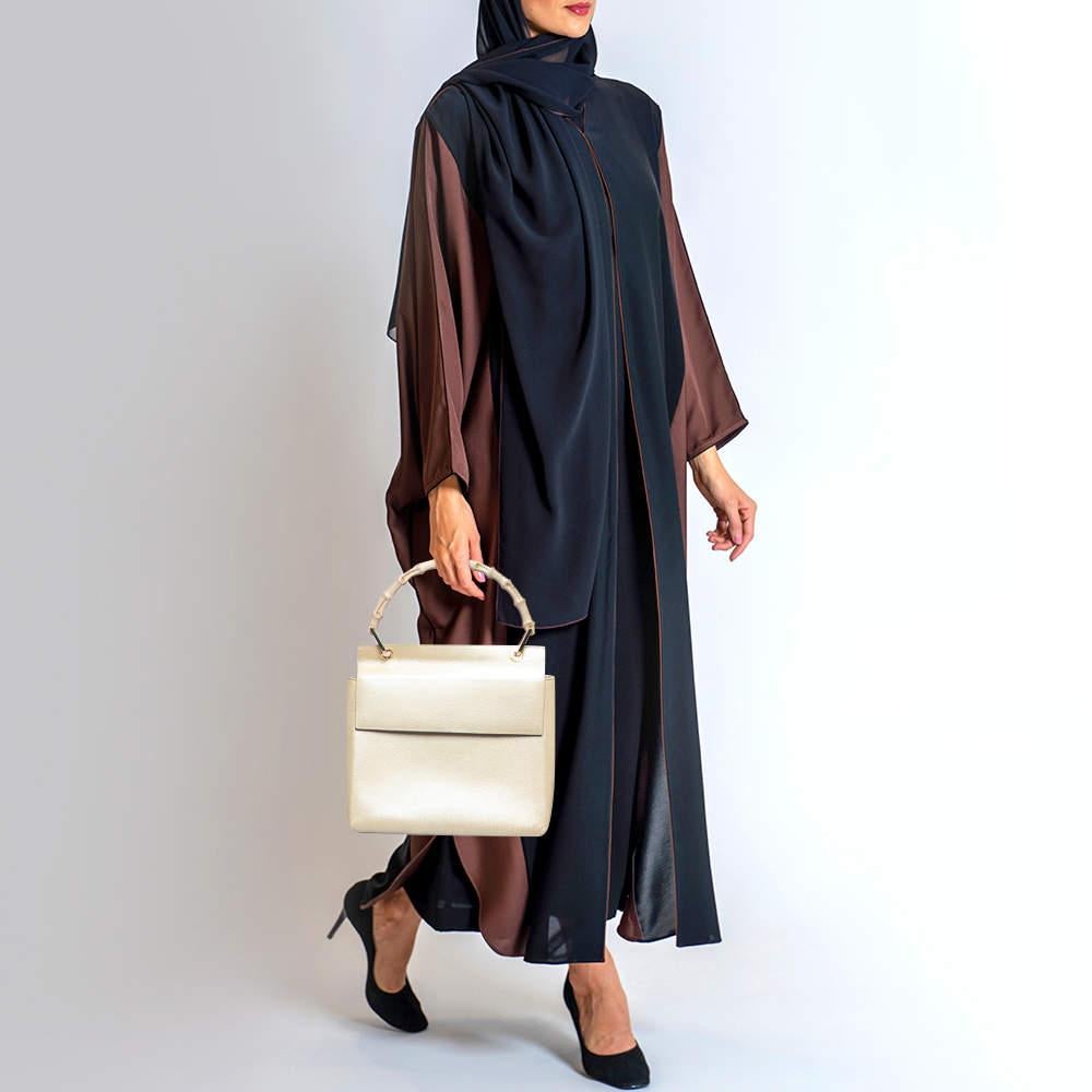 Gucci Beige Leather Bamboo Tap Handle Bag In Good Condition For Sale In Dubai, Al Qouz 2