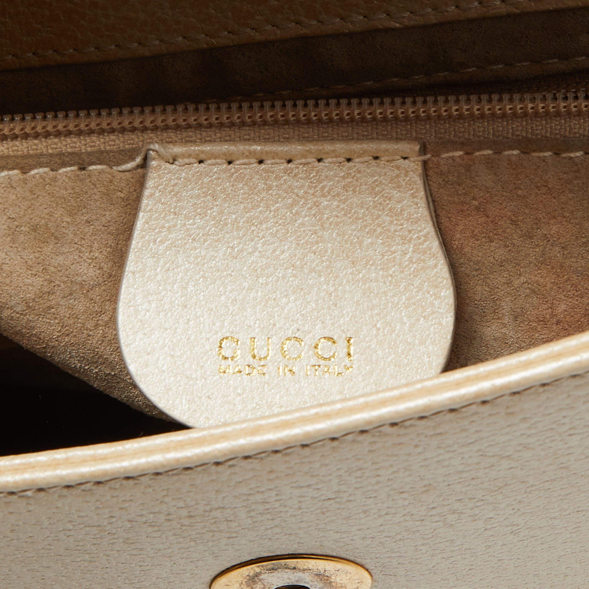 Gucci Beige Leather Bamboo Tap Handle Bag For Sale 5