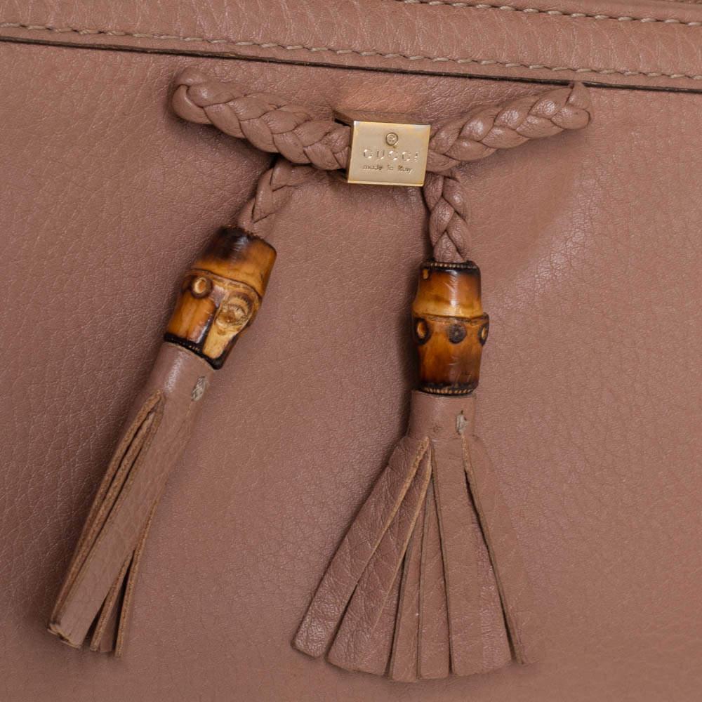 Gucci Beige Leather Bamboo Tassel Bow Zip Around Wallet 1