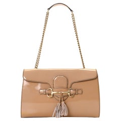 Vintage Gucci Beige Leather Emily Horsebit Shoulder Bag