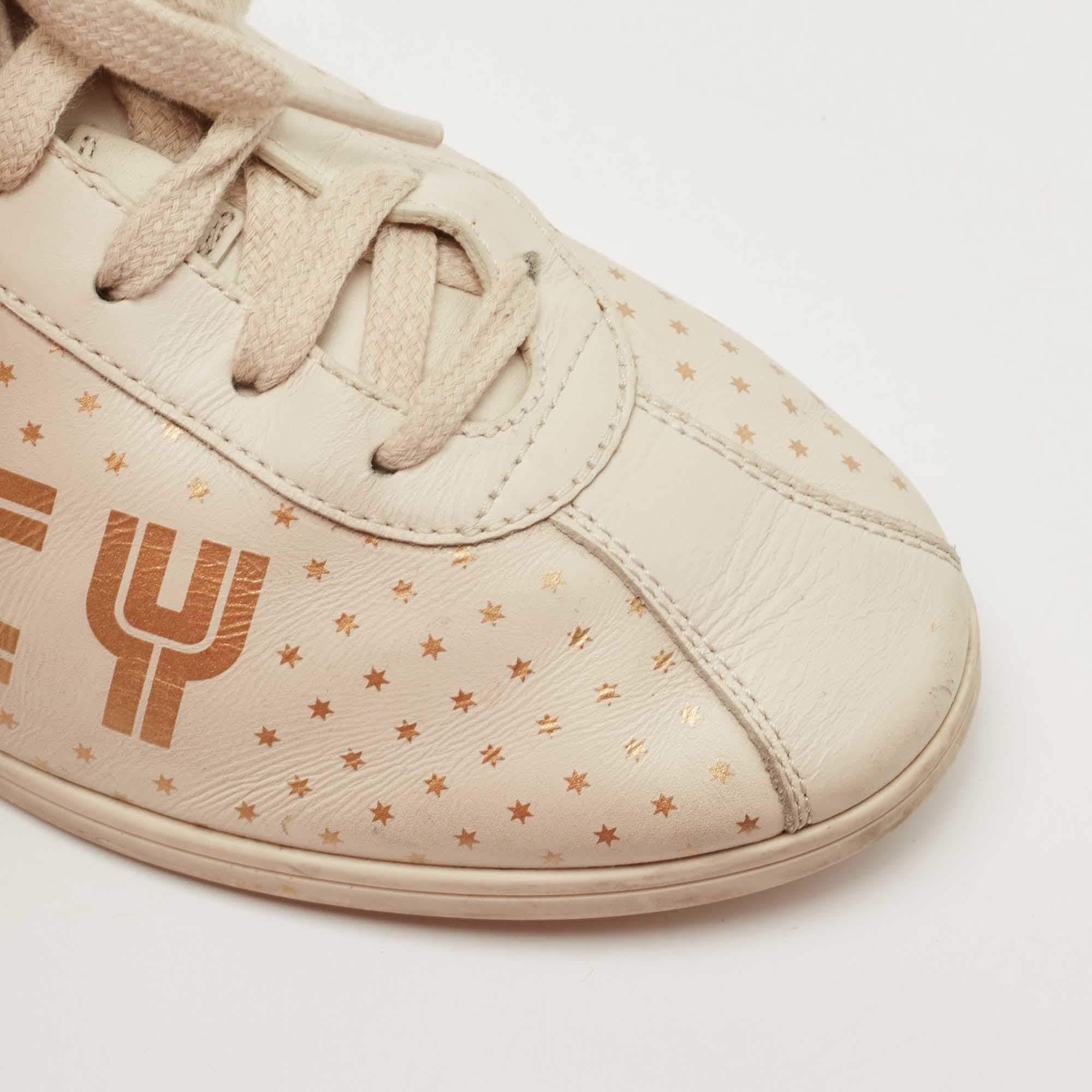 Gucci Beige Leather Falacer Guccy Sneakers Size 37 4
