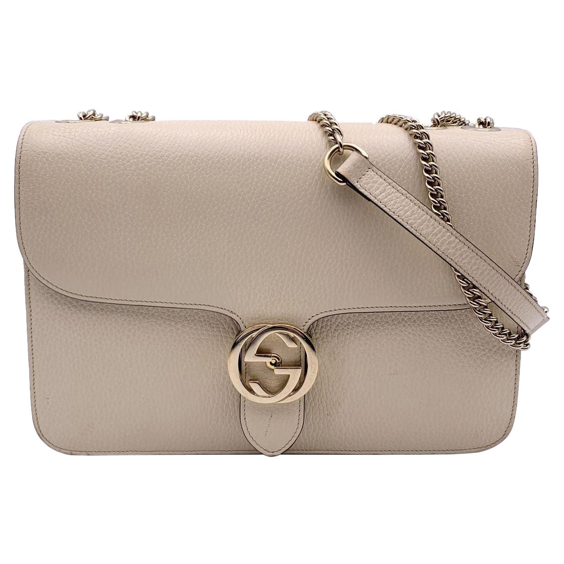 Gucci Beige Leather GG Interlocking Dollar Crossbody Bag