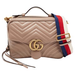 Used Gucci Beige Leather GG Marmont Shoulder Bag